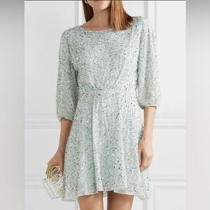 Alice + Olivia All Over Sequin Chiffon Sparkling Venus Blue Dress
